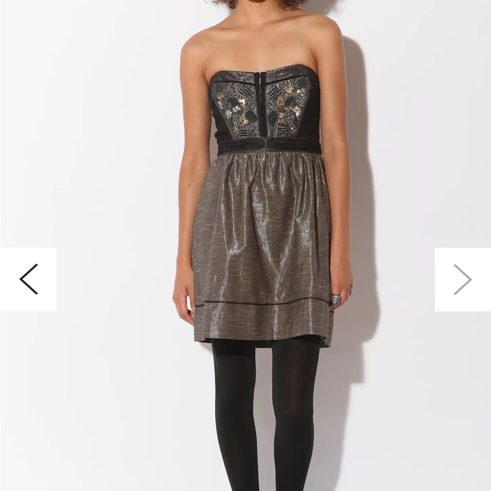 Urban Outfitters Staring at Stars Milkmaid Dress Strapless Silver Sz. 10
